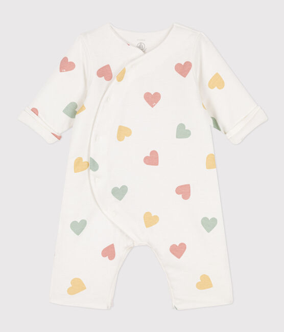 Langer Baby-Overall aus Baumwolle weiss MARSHMALLOW/weiss MULTICO