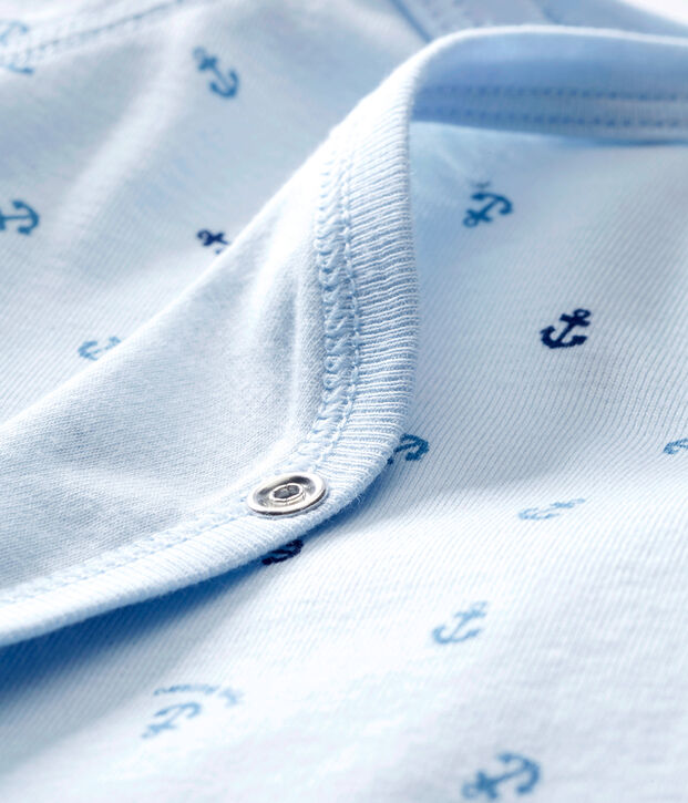 Lang&auml;rmeliger Baby Jungen Wickelbody. blau/blau