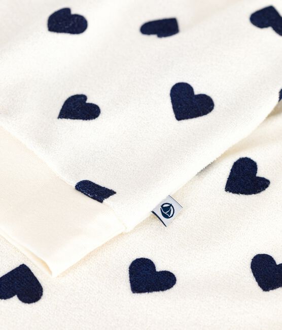 Damen-Pyjama aus Baumwoll-Frottee mit Herzmotiv blau MILK/ SOIR