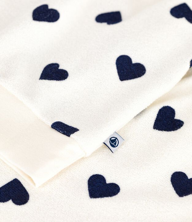 Damen-Pyjama aus Baumwoll-Frottee mit Herzmotiv blau/blau