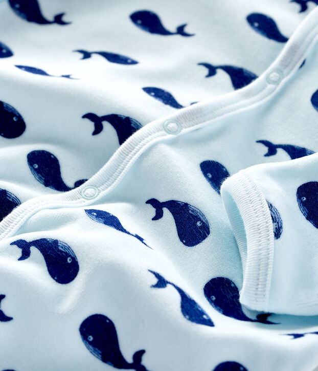 Strampler f&uuml;r Jungen aus Velours blau/blau