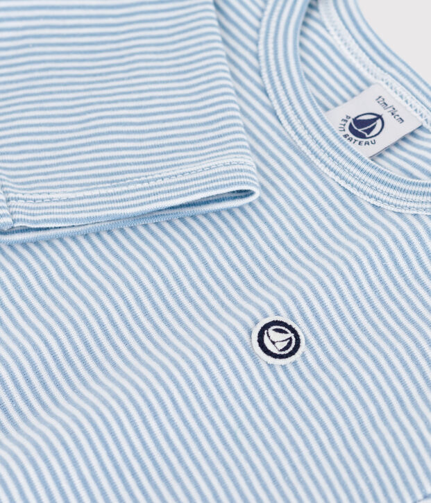 Lang&auml;rmeliges Baby-T-Shirt aus Baumwolle mit Streifen blau/weiss