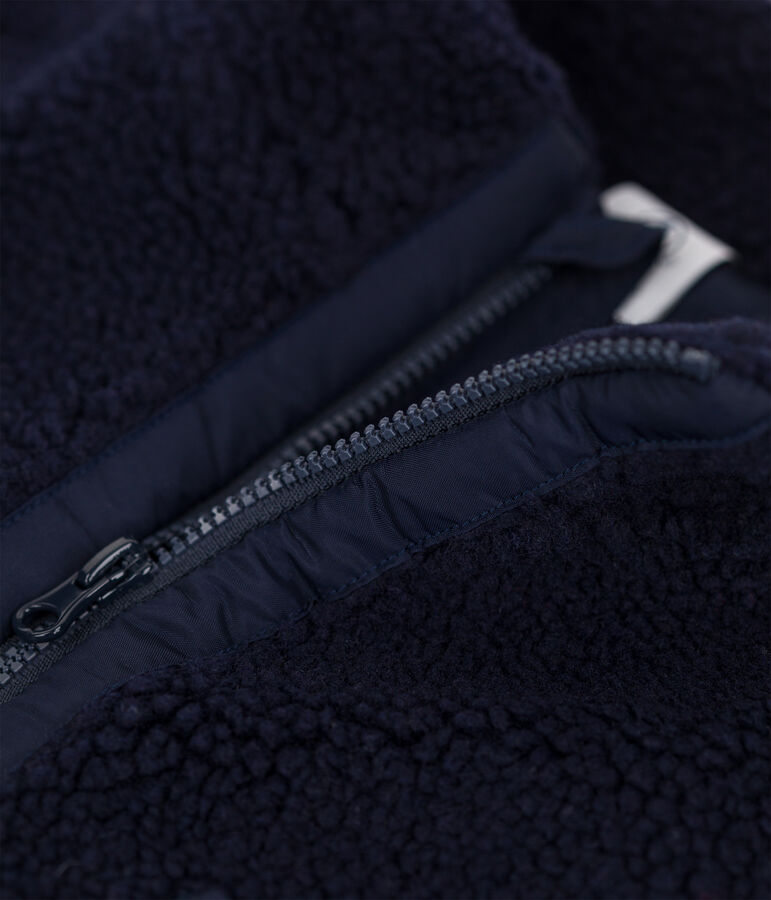 Kinderjacke aus recyceltem Kunstpelz f&uuml;r Jungen blau