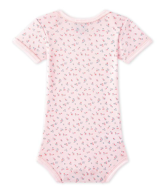 Bedruckter Baby-Mädchen-Kurzarmbody rosa VIENNE/weiss MULTICO
