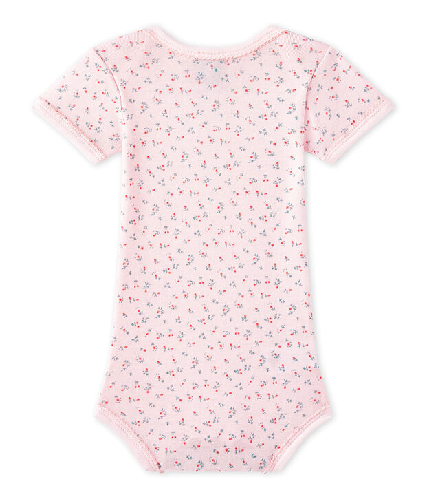 Bedruckter Baby-M&auml;dchen-Kurzarmbody rosa/vielfarbig