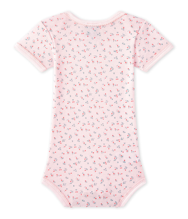 Bedruckter Baby-M&auml;dchen-Kurzarmbody rosa VIENNE/weiss MULTICO