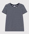 Damen-T-Shirt LE DROIT aus Baumwolle mit Rundhalsausschnitt blau SMOKING/weiss MARSHMALLOW