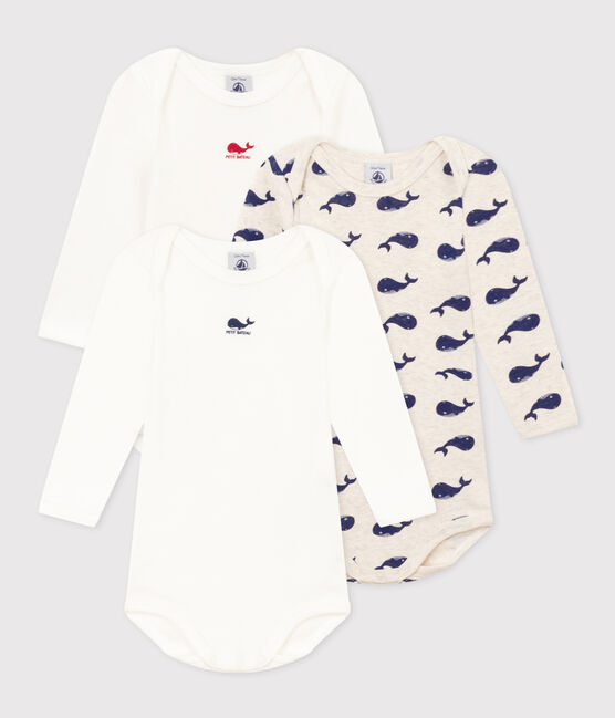 3er-Set langärmelige Baby-Bodys aus Baumwolle mit Walmotiv variante 1