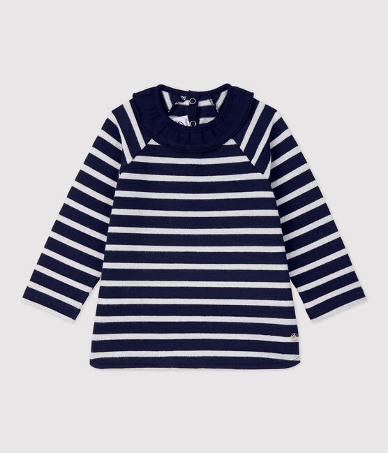 Baby-Bluse aus Baumwolle. blau SMOKING/ MARSHMALLOW ARGENT BRILLANT