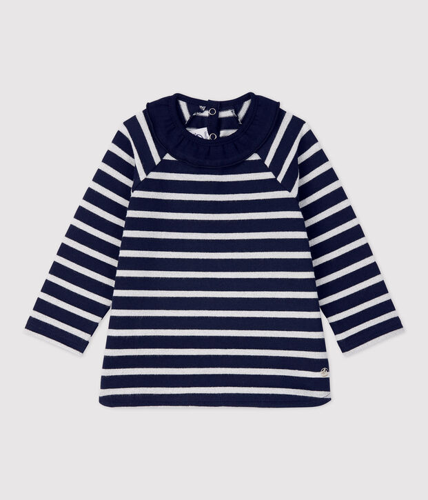 Baby-Bluse aus Baumwolle. blau/MARSHMALLOW ARGENT BRILLANT