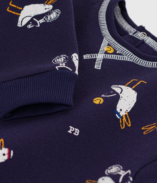 Baby-Kapuzensweatshirt aus Baumwolle mit M&ouml;wenmotiv blau/vielfarbig