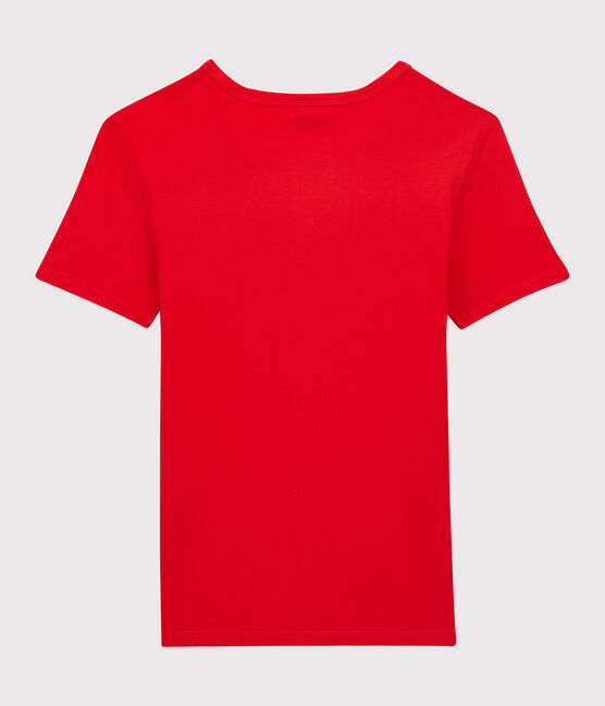 Eng anliegendes T-Shirt mit V-Ausschnitt aus Baumwolle für Damen rot PEPS