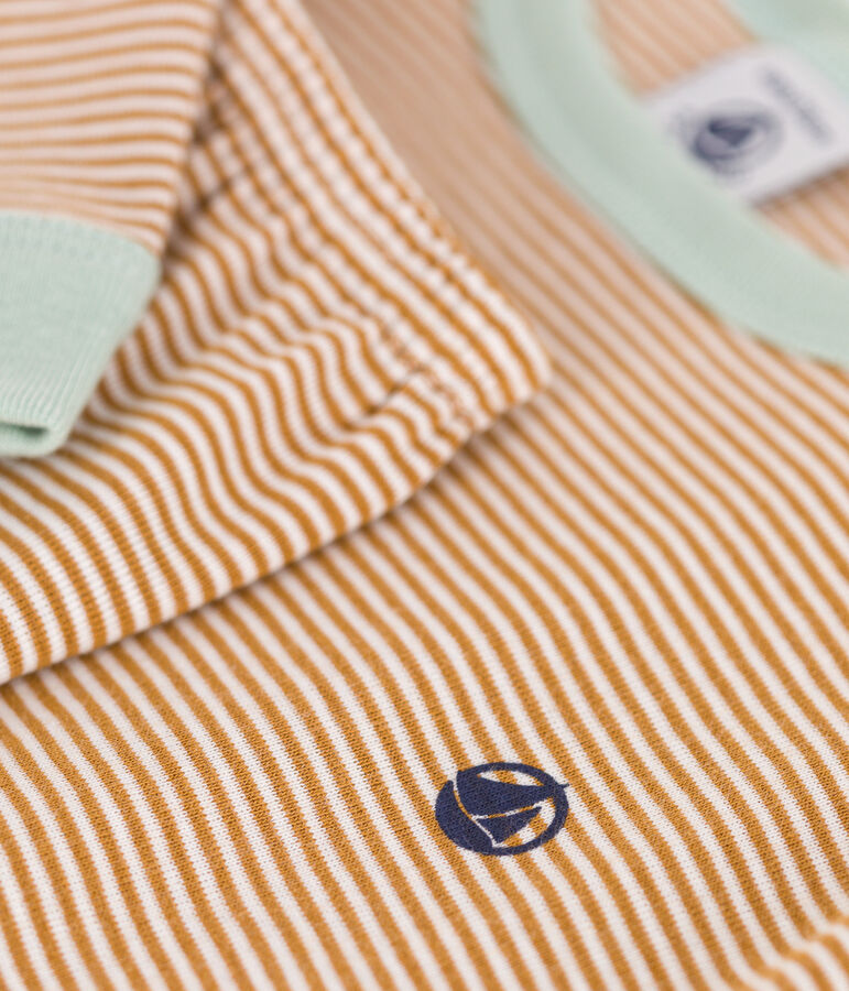 Kinder-Pyjama aus gestreifter Baumwolle braun/weiss