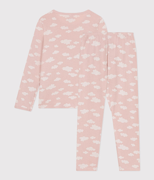 Kinderpyjama aus Baumwolle mit Wolken-Printmotiv rosa/weiss