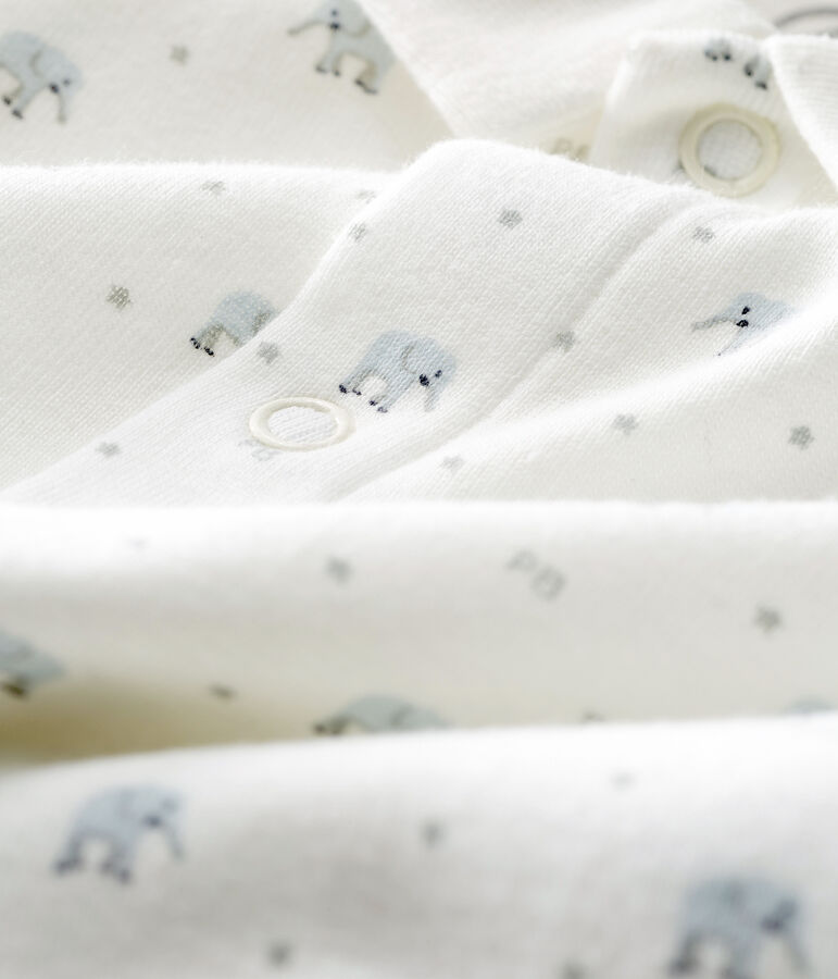 Baby-Strampler ohne Fu&szlig; aus Rippstrick weiss/vielfarbig