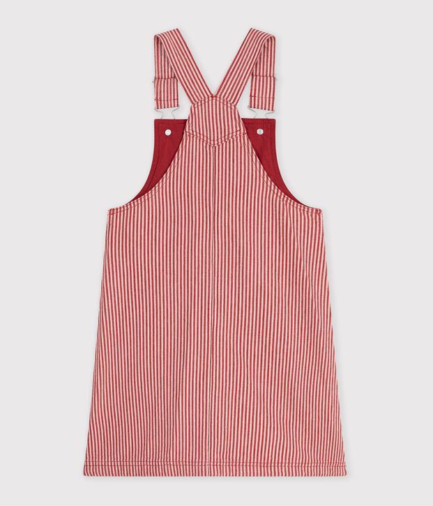 Kinder-Latzkleid aus Baumwolle mit Streifen rosa/rosa