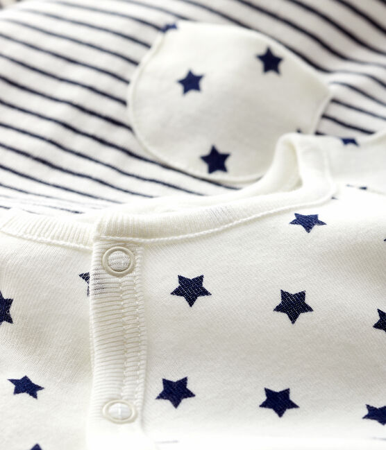 Zweiteiliges Baby-Set aus Doppeljersey weiss MARSHMALLOW/blau SMOKING