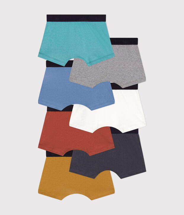 7er-Set Kinder-Boxershorts aus einfarbiger Baumwolle vielfarbig