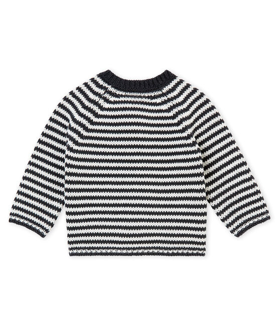 Baby Jungen Pullover mit Milleraies-Ringelstreifen grau CAPECOD/weiss MARSHMALLOW