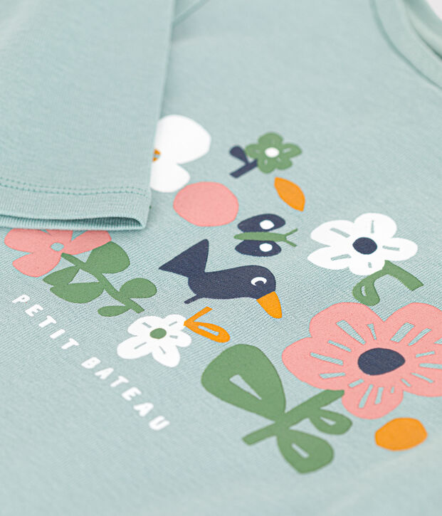 Lang&auml;rmeliges Kinder-T-Shirt aus Rippstrick f&uuml;r M&auml;dchen gr&uuml;n