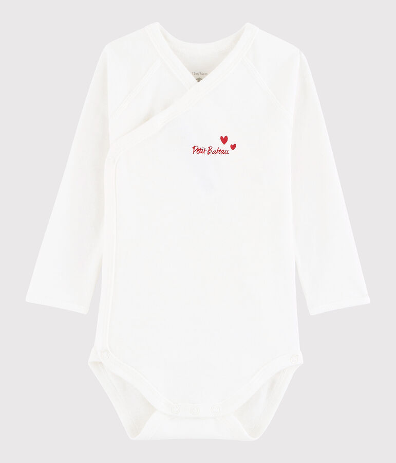 Lang&auml;rmeliger Baby-Body in Wickelform M&auml;dchen weiss