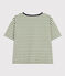 Damen-T-Shirt Le Boxy aus gestreifter Baumwolle grün CROCO/ AVALANCHE