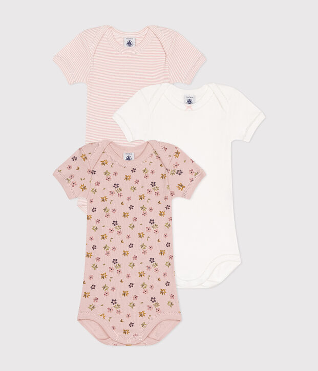 3er-Set kurz&auml;rmelige Bodys aus Baumwolle mit Blumenmotiv f&uuml;r Babys vielfarbig