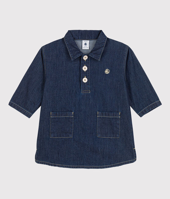 Langärmeliges Babykleid aus leichtem Denim blau DENIM