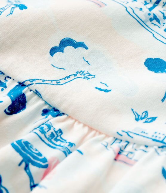Ärmellose Baby-Bluse aus Jersey mit Printmuster für Mädchen weiss MARSHMALLOW/weiss MULTICO