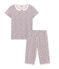 Rippstrick-Kurzpyjama für kleine Mädchen weiss MARSHMALLOW/weiss MULTICO