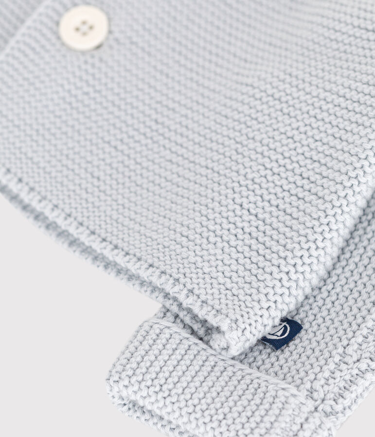 Baby-Cardigan kraus rechts gestrickt aus Baumwolle blau