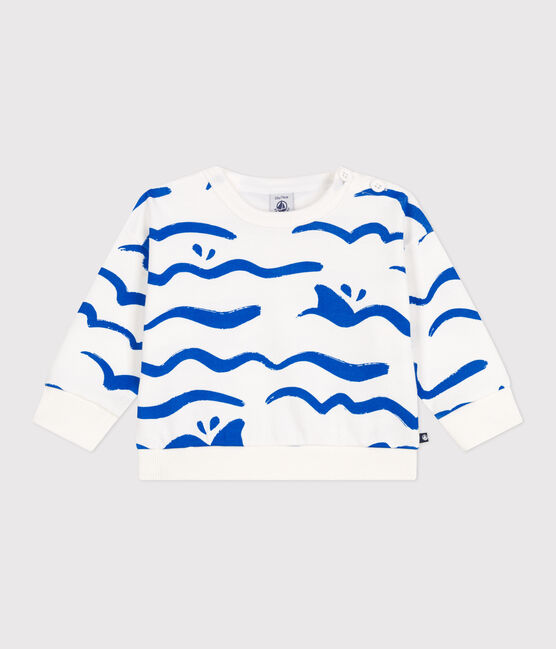 Baby-Sweatshirt aus Baumwolle mit Hai-Motiv blau MARSHMALLOW/ PORCELANA