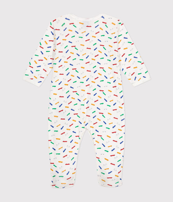 Baby-Pyjama aus Baumwolle mit Skateboard-Printmotiv weiss MARSHMALLOW/weiss MULTICO