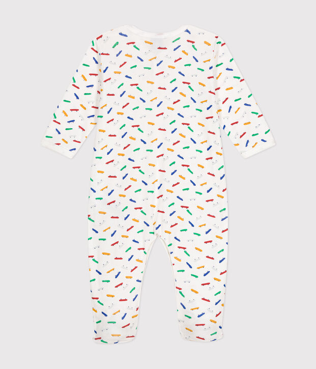 Baby-Pyjama aus Baumwolle mit Skateboard-Printmotiv weiss/vielfarbig