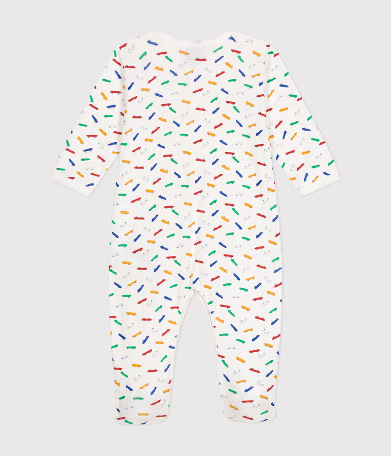 Baby-Pyjama aus Baumwolle mit Skateboard-Printmotiv weiss/vielfarbig