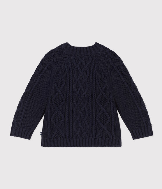 Baby-Strickpullover aus Baumwolle mit Zöpfen blau SMOKING