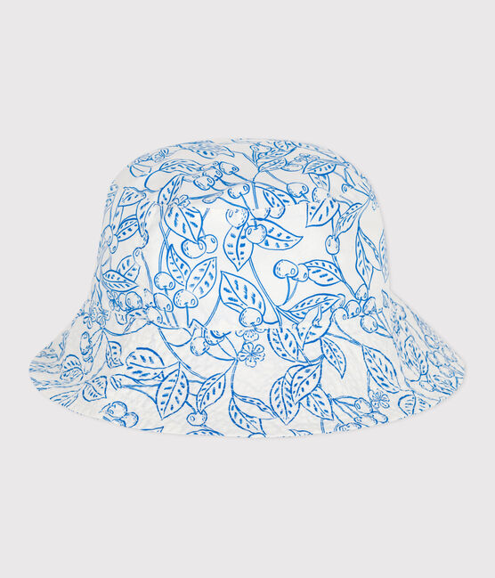 Capeline enfant fille en popeline imprimé blau MARSHMALLOW/ PORCELANA