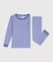 Eng anliegender Kinder-Pyjama aus Baumwolle mit Streifen blau/weiss