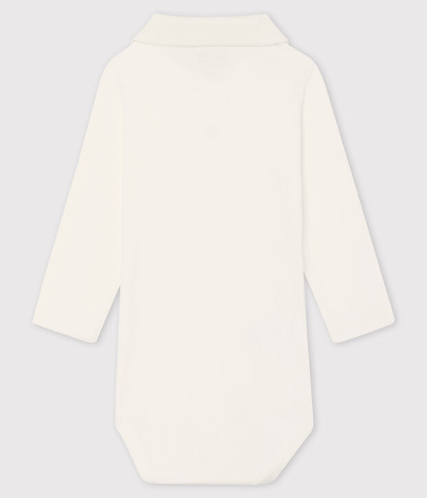 Lang&auml;rmeliger Baby-Body aus Baumwolle mit Polokragen weiss