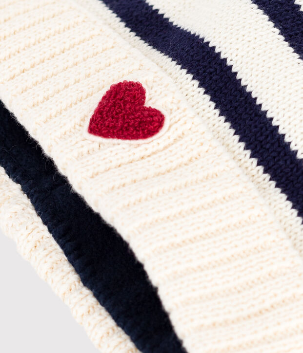 Baby-Strickm&uuml;tze mit Streifen und Fleece-Futter blau/blau