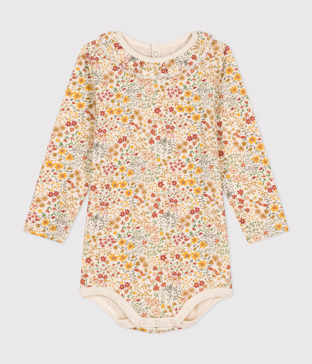 Lang&auml;rmeliger Body mit Halskrause aus Baumwolle f&uuml;r Babys naturfarben/vielfarbig