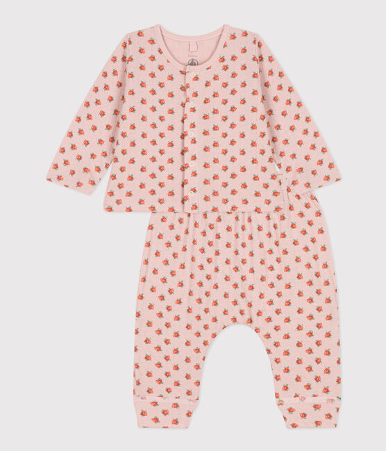 Baby-Set aus bedrucktem Doppeljersey rosa SALINE/weiss MULTICO