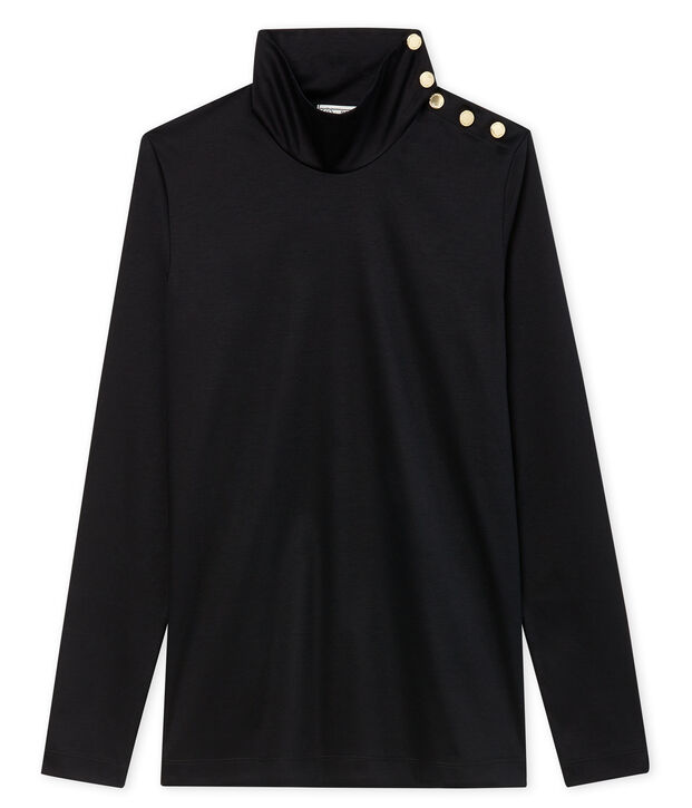 damen-unterziehpullover mit kn&ouml;pfen schwarz