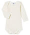 Langärmliger Baby-Body für Mädchen weiss MARSHMALLOW/rosa CHARME