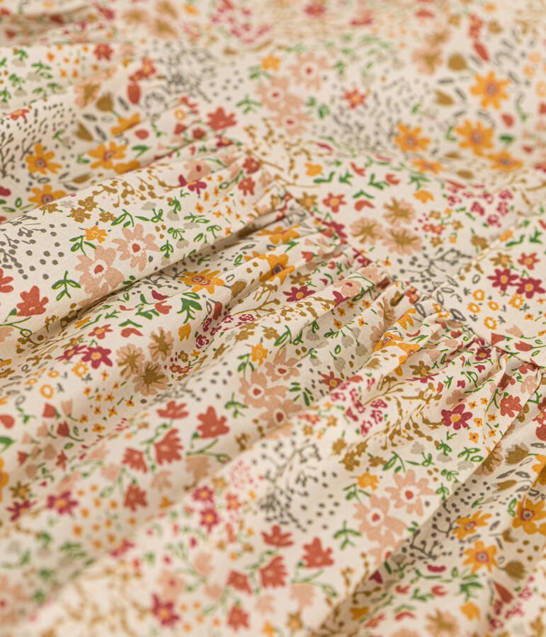 &Auml;rmelloses gemustertes Kinder-Kleid aus Popeline f&uuml;r M&auml;dchen naturfarben/vielfarbig