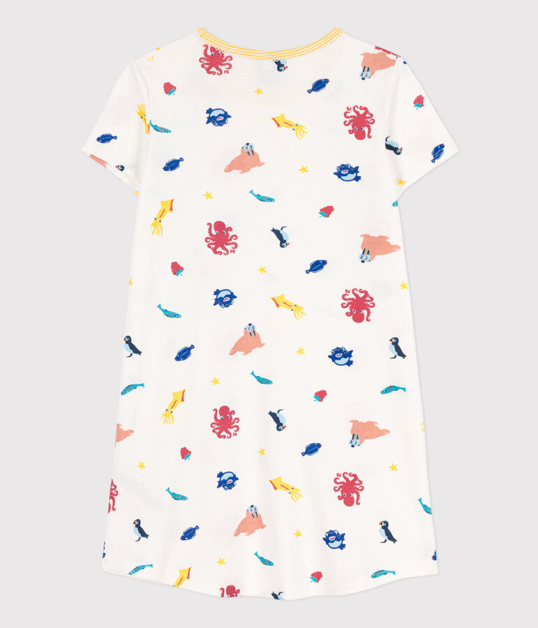 Phosphoreszierendes Nachthemd aus Baumwolle f&uuml;r M&auml;dchen weiss/vielfarbig