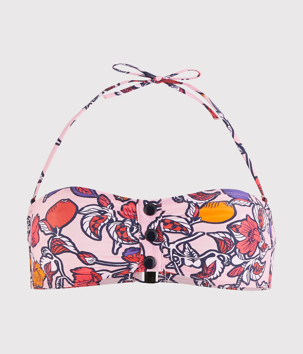 Umweltfreundliches Bikini-Oberteil Damen rosa/vielfarbig