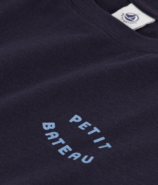 Damen-T-Shirt Le Droit aus Baumwolle mit Rundhalsausschnitt blau SMOKING