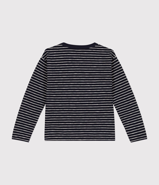 Lang&auml;rmeliges Kinder-T-Shirt aus geflammten Jersey f&uuml;r Jungen blau/beige