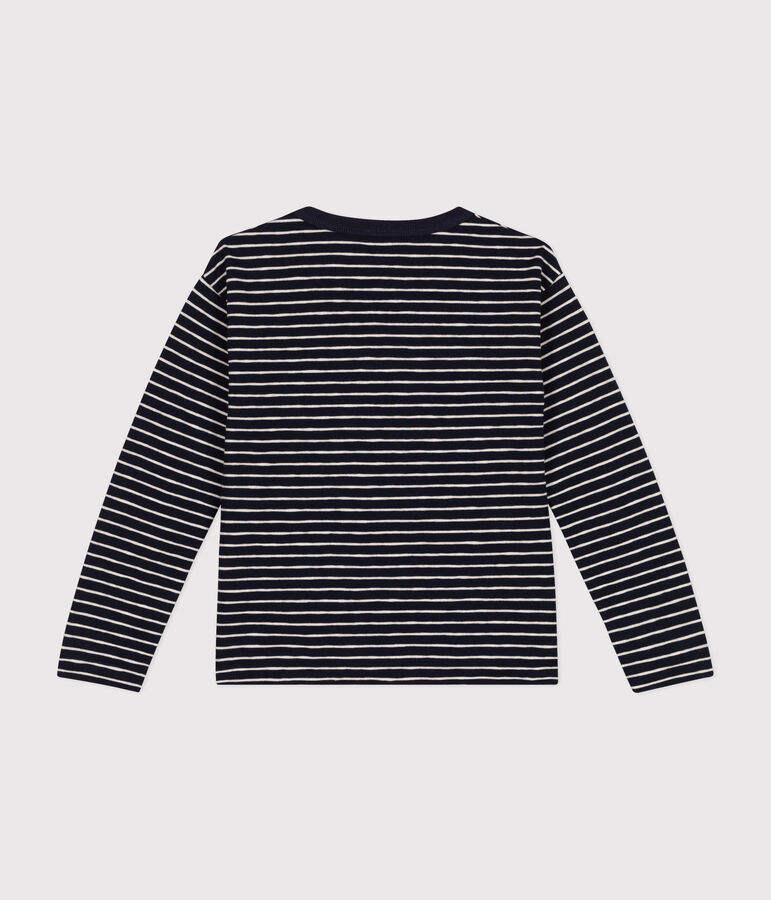 Lang&auml;rmeliges Kinder-T-Shirt aus geflammten Jersey f&uuml;r Jungen blau/beige